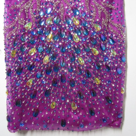 STRAPLESS Embellished L JEWELED Beaded Party Prom Mini Dress Magenta Cocktail - Picture 6 of 11